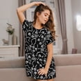 thumbnail image 3 of Fotbe Skeletons Dancing Pattern Women's Cotton Nightgown Sleepwear Short Sleeves Shirt Casual Print Sleepdress, 3 of 6
