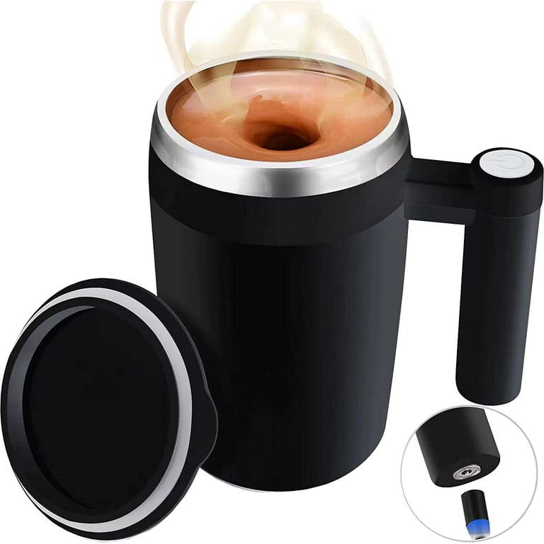Myclong Self Stirring Mug,Rechargeable Auto Magnetic Coffee Mug with 2Pc  Stir Bar,Waterproof Automatic Mixing Cup for Milk/Cocoa at