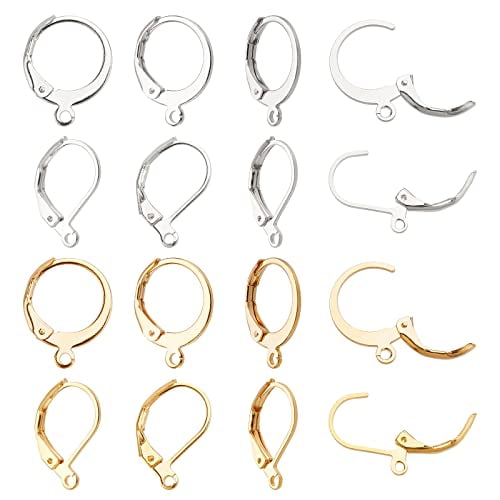 Aylifu 100 Pieces Bronze Leverback Earring Hooks Brass French Ear Wire Hooks with Loop Dangle Earring Findings for Women Girls DIY Jewelry Making