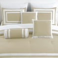 thumbnail image 4 of Chezmoi Collection Caprice 7-Piece Hotel Style Comforter Set Queen Size, Tan/White Square Pattern Color Block Bedding with Decorative Pillows, Luxurious Lightweight All Season Bed Set, 4 of 9