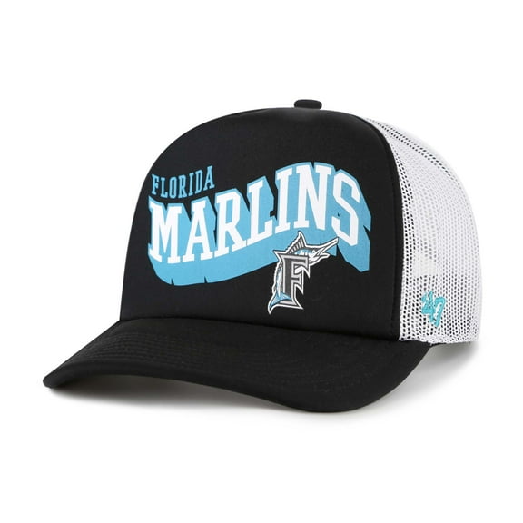 Men's '47 Black Miami Marlins Meander Foam Trucker Snapback Hat