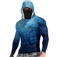 thumbnail image 4 of Ceisia Blue Gradient Hooded Top Men's Slim Fit Long Sleeve UV Protective Face Mask Shirt Blue L Gifts, 4 of 5