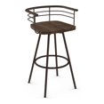 thumbnail image 1 of Amisco Denton 29.88" Distressed Wood Swivel Bar Stool in Dark Brown, 1 of 3