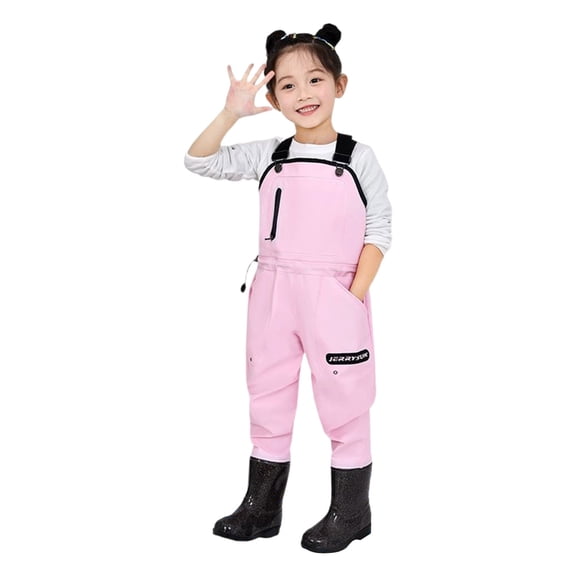 EnJoCho Toddler Girls Rain Bib Overalls 𝖶aterproof Mud Proof Lightweight Suspender Pants Cute Graphic Fishing Outdoor Play Beach Garden Reusable