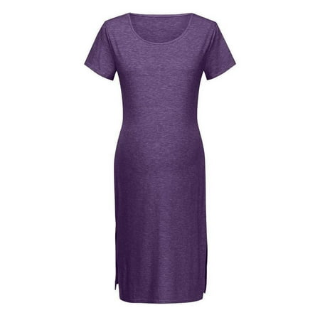 

DTBPRQ Women s Maternity Dress Rib Knit Split Side Sleeveless Bodycon Tank Pencil Dress Ruched Pregnancy Clothes
