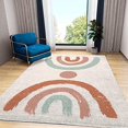 thumbnail image 3 of Red Cyan Rainbow Lines Area Rug for Living Room, Boho Retro European Style Home Decorative Rugs, Soft Durable Low Pile Washable Rug for Playroom Bedroom Living Room Decor, 6x8ft, 3 of 7