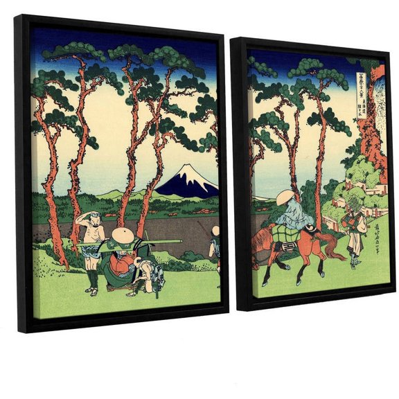 ArtWall Katsushika Hokusai "Hodogaya on the Tokaido" 2-Piece Floater Framed Canvas Set
