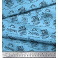 thumbnail image 3 of Soimoi Blue Cotton Poplin Fabric Sun & Text Print Fabric by Yard 42 Inch Wide, 3 of 5