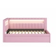 thumbnail image 6 of Harper & Bright Designs Upholstered Full Size Daybed with 2 Drawers, Day Bed Frame with Storage L-Shaped Headboard USB Ports and LED, Pink, 6 of 13