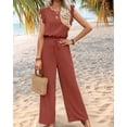 thumbnail image 5 of Osfvolr Jumpsuits for Women 2025 Summer Ruffle Sleeves Square Neck Rompers Drawstring Overalls with Pockets Orange Color XL, 5 of 7
