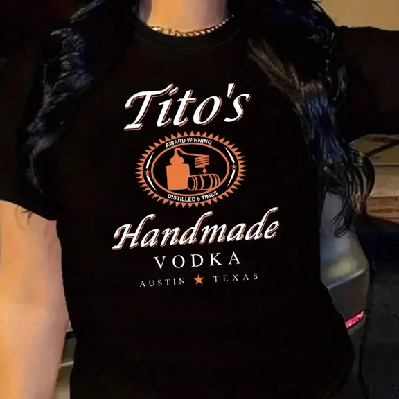 Liquor Brand Austin Texas Letter Print Short Sleeved T-Shirt, for Men & Women, up to Size 5XL