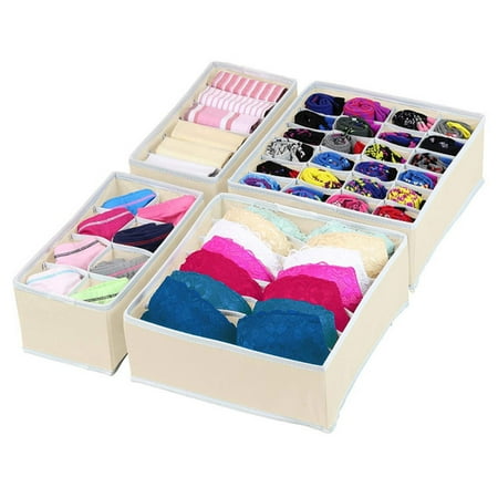 

4 Pcs Underwear Drawer Organizers Divider Foldable Closet Organizer Basket Socks Bra Organizer and Storage Boxes for Lingerie Bra Undies