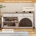 thumbnail image 6 of Aphthongs Modern Fluted Sideboard Cabinet, 65" W Symmetrical Arc Accent Sideboard Buffet Cabinet with Storage & 3 Drawers, Fluted Buffet Cabinet, Credenza, Wood Mid Century Cabinet, White, 6 of 8
