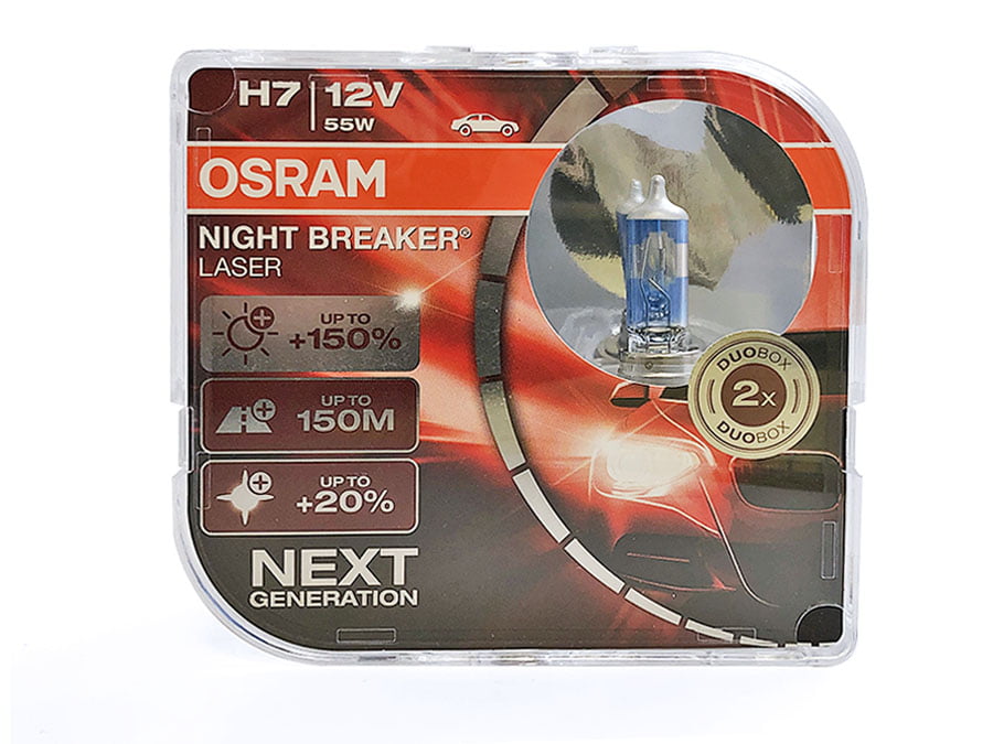 150% 55W for LOW BEAM Details about   OSRAM NIGHT BREAKER LASER Headlight NEXT GEN Bulbs Duo H7