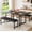 Black, variant on 63" Extendable Dining Table Set for 4-6, 3-Piece Kitchen Table with 2 Upholstered Benches, Space-Saving Expandable Dining Room Table and Bench Set with Metal Frame & Wood Grain Top, Black