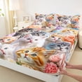 thumbnail image 3 of Castle Fairy Kawaii Cats Full Size Sheets for Boys Girls,Chic Floral Flowers Bed Sheets, 3 of 7