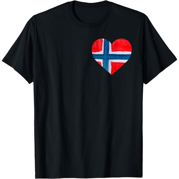 Watercolor Norway Flag Heart Scandinavian Norge T-Shirt