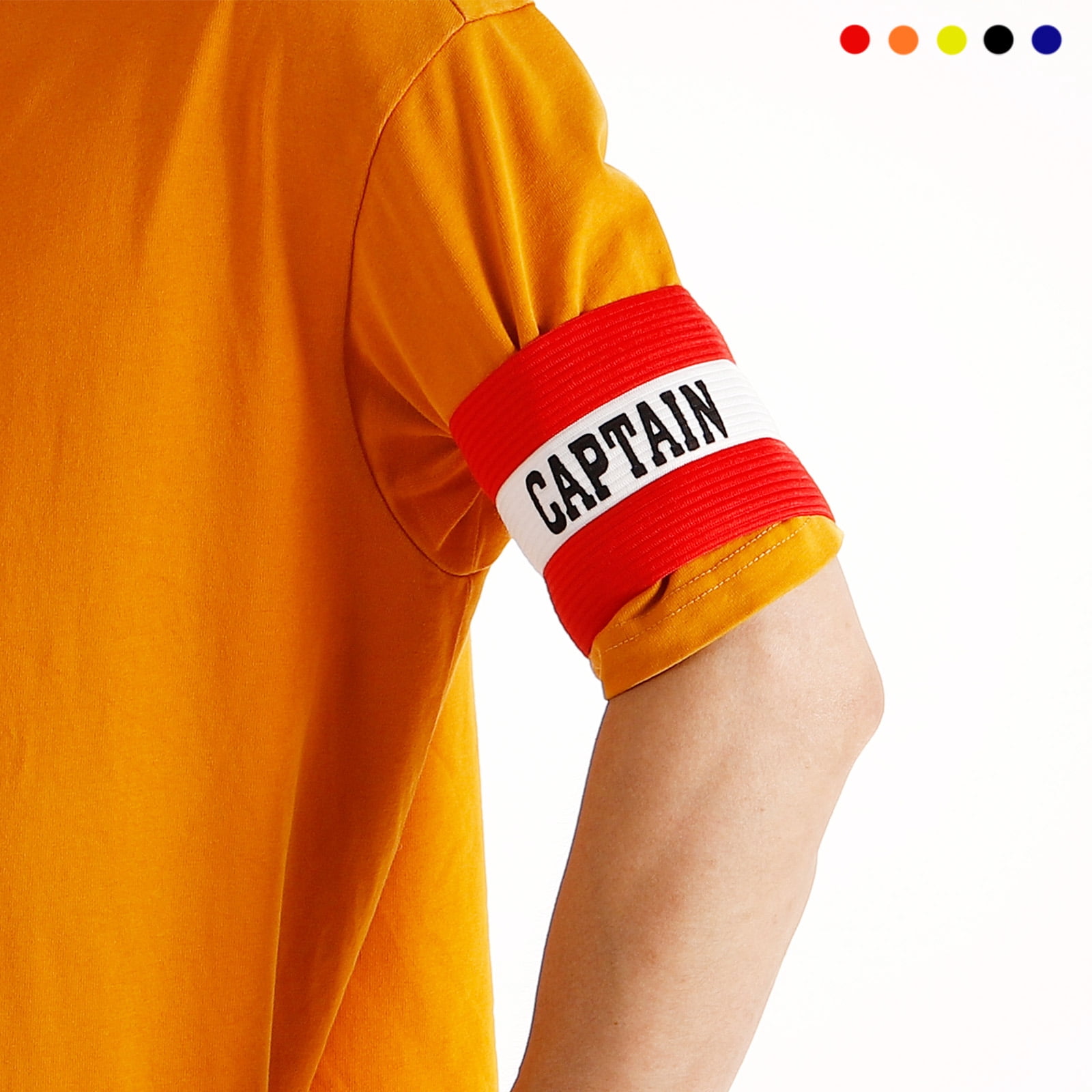 Unique Bargains Captain's Armband Elastic Arm Band for Soccer Training Black Red