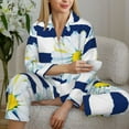thumbnail image 4 of Goofa Daisy Striped Nautical Printed Women’s 2 Piece Pajama Set Super,Pajamas Women's Long Sleeve Sleepwear Soft Button Down Loungewear Pjs Lounge Set Nightwear-Medium, 4 of 9
