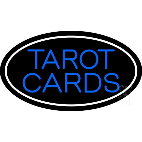 Blue Tarot Cards With Blue Border LED Neon Sign 13 x 24 - inches Black Square Cut Acrylic Backing, with Dimmer - Bright and Premium built indoor LED Neon Sign for Storefront.