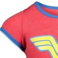 thumbnail image 6 of DC Comics Justice League Big Girls' 3-Pack T-Shirts Blue Purple Red Ringer, 6 of 9