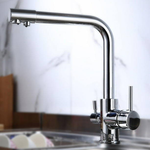 Grifo de agua potable con rociador doble Grifos de fregadero de cocina para sistema de filtración de agua