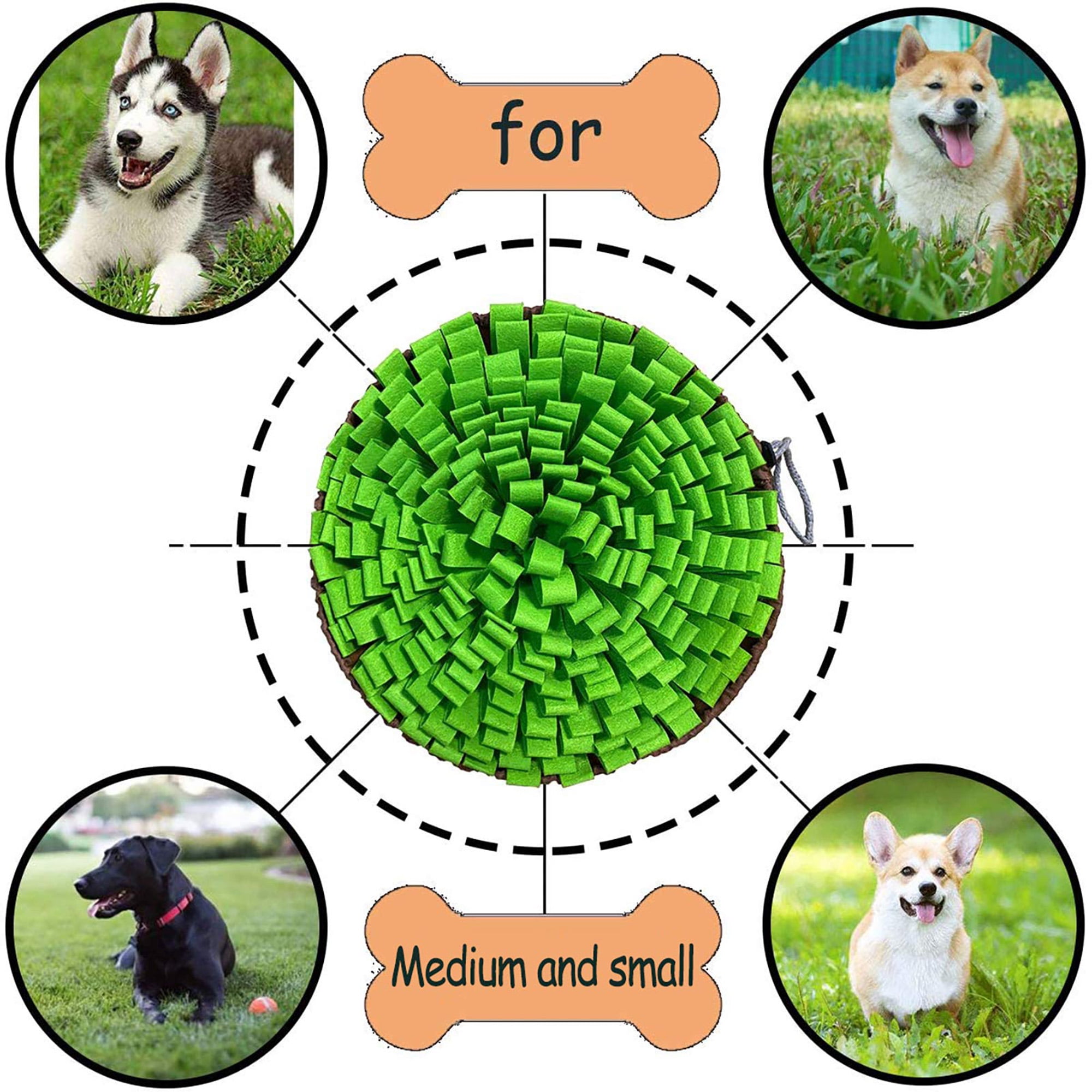 Pet Snuffle Mat: Interactive puzzle toy for dogs/cats/rabbits/guinea pigs. Slow feeder, mental stimulator, stress relief. Portable for indoor/outdoor use. Green.