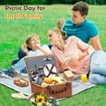thumbnail image 4 of iLivin Large Willow Picnic Basket Set for 2, Including Wine Pouch, Glasses, Tableware, Insulated Cooler Bag & Waterproof Picnic Blanket, Gift for Birthday, Anniversary, Thanksgiving and Christmas, 4 of 8