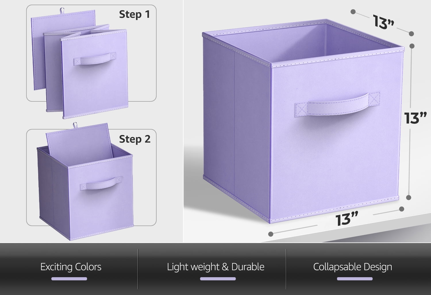 Sorbus 13" Foldable Fabric Storage Cube Bin, Pastel Purple