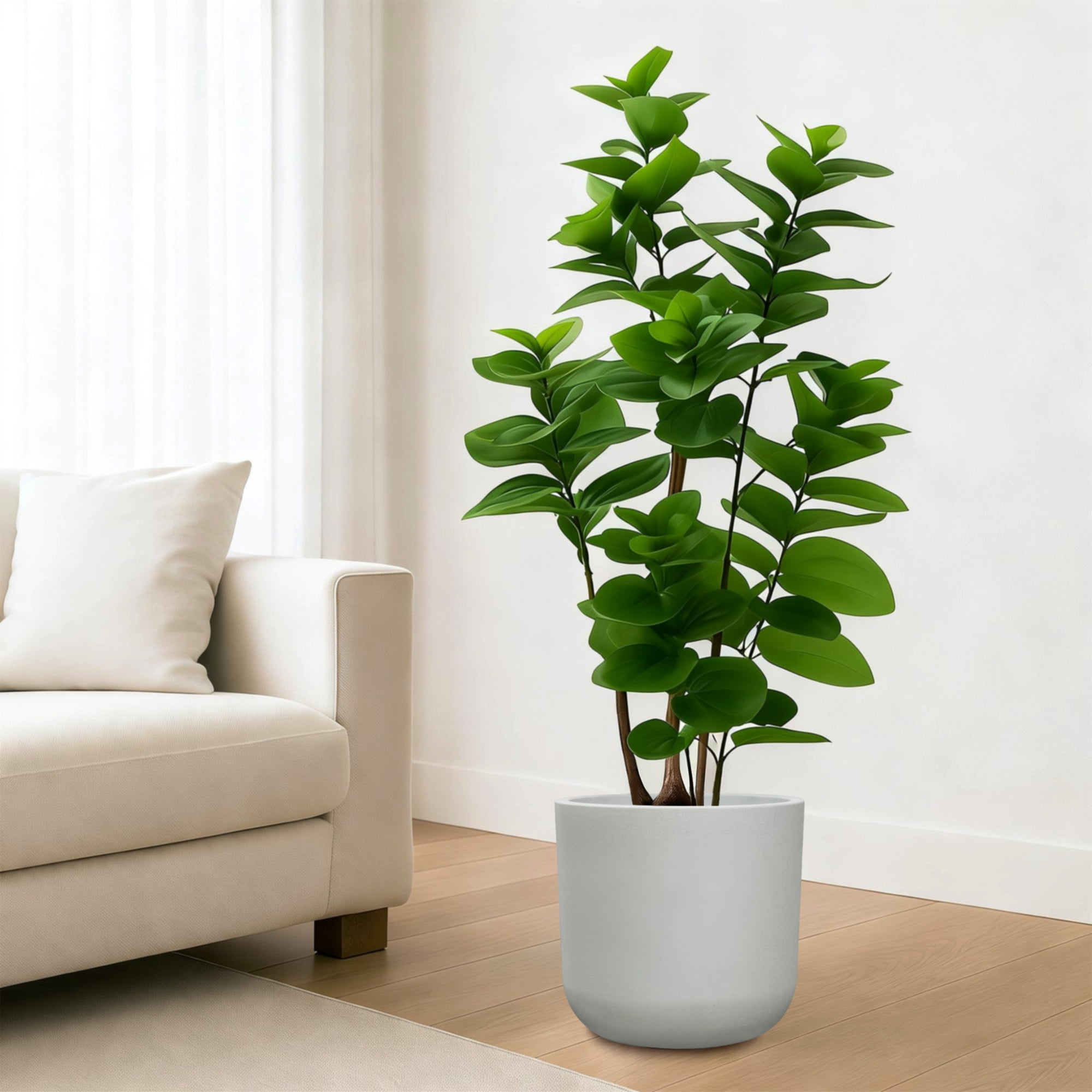 STONE LITE 11.6" x 11.6" x 11" Cylindrical White Plastic Plant Pot with Drainage