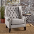 thumbnail image 6 of GDF Studio Gastman Contemporary Fabric Tufted Wingback Accent Chair, Beige and Dark Brown, 6 of 13