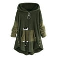 thumbnail image 1 of Pompotops Femmes Grande Taille Décontracté Poches Ourlet Haut-Bas Manches Longues Manteau à Capuche Hauts Liquidation, 1 of 4