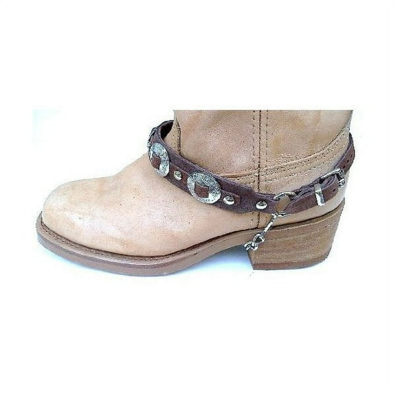 Western Boots Boot Chains Brown Leather with 3 1" Conchos NP