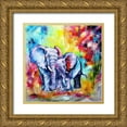 thumbnail image 1 of Kovacs, Anna Brigite 20x20 Gold Ornate Wood Framed with Double Matting Museum Art Print Titled - Elephant with a Baby, 1 of 4