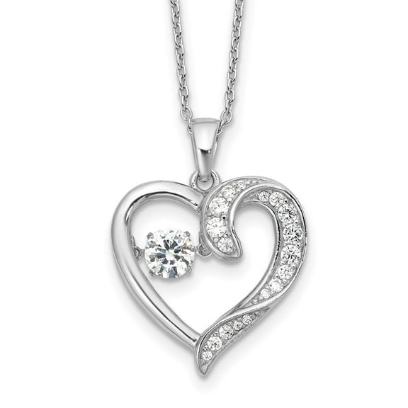 Auriga Fine Jewelry 925 Sterling Silver Rhodium-plated Brilliant-cut Vibrant CZ Heart Necklace 20" Valentine's Day Gift for Women