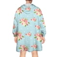 thumbnail image 2 of Wearable Oversized Blanket,Pioneer Flower Floral Print Pattern Wearable Blanket Hoodie for Adults,Cozy Hooded Blankets with Super Pockets,Super Warm Fuzzy Pullover for Women & Men, 2 of 6