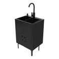 thumbnail image 5 of Black Freestanding Bathroom Sink Vanity with Storage Cabinet, Black, 201 Stainless Steel & Wood, Hot-Cold Faucet, Soap Dispenser, Drain Basket, Overflow Hole, 19.7"x15.8"x30.7", Modern, Easy Assembly, 5 of 15