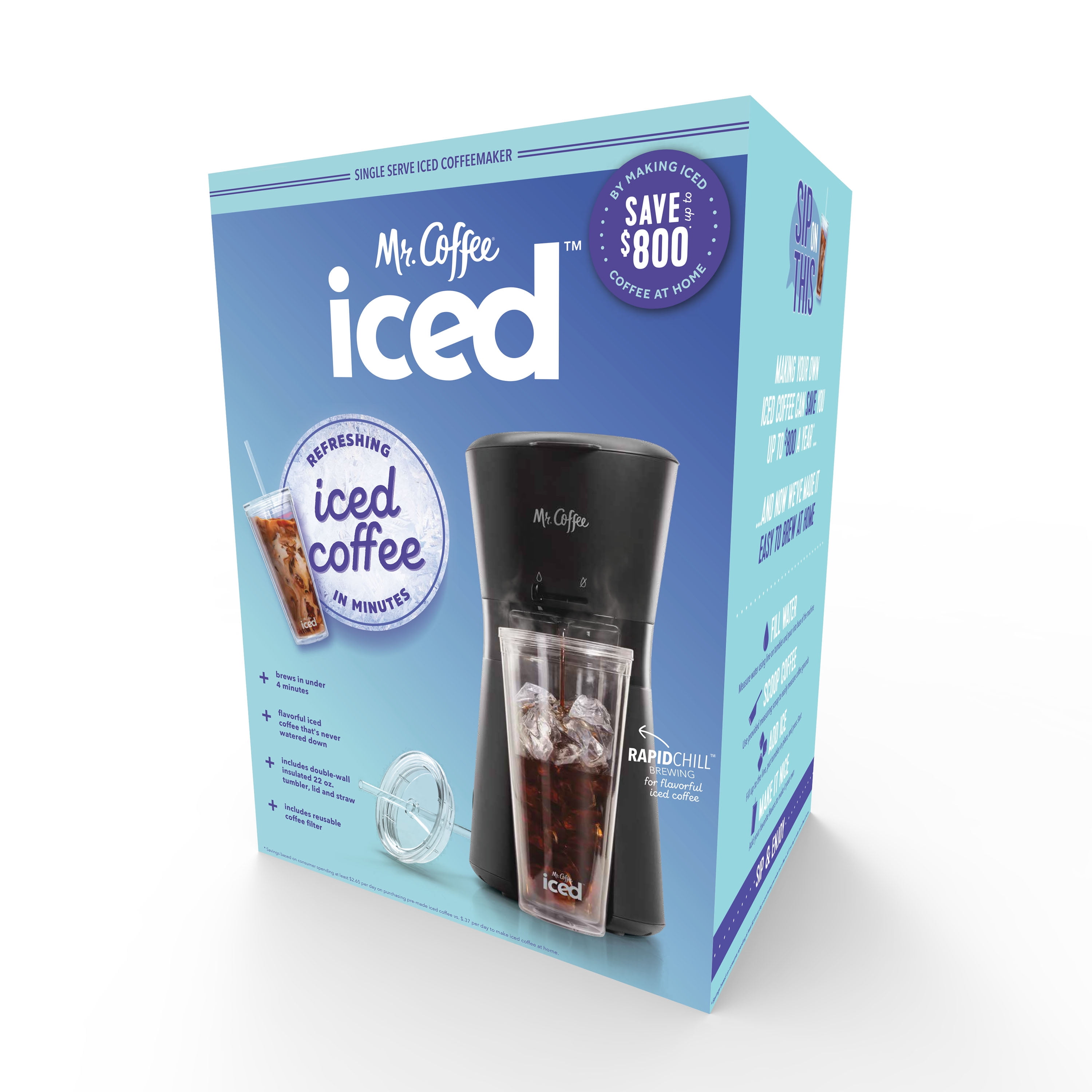 Mr. Coffee® Iced™ Coffee Maker with Reusable Tumbler and Coffee Filter,  Lavender