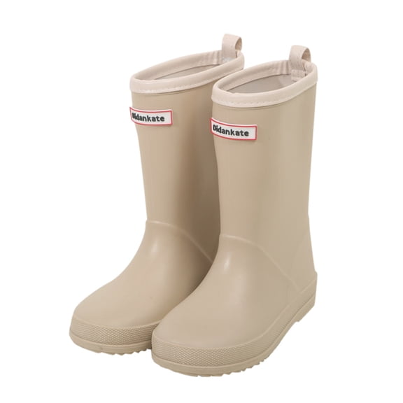 KPOPLK Toddler Boys Girls Rain Boots Waterproof Kids Easy On Lightweight Pull-On Handles Non-Slip Sole Cartoon Print(Khaki,3M)