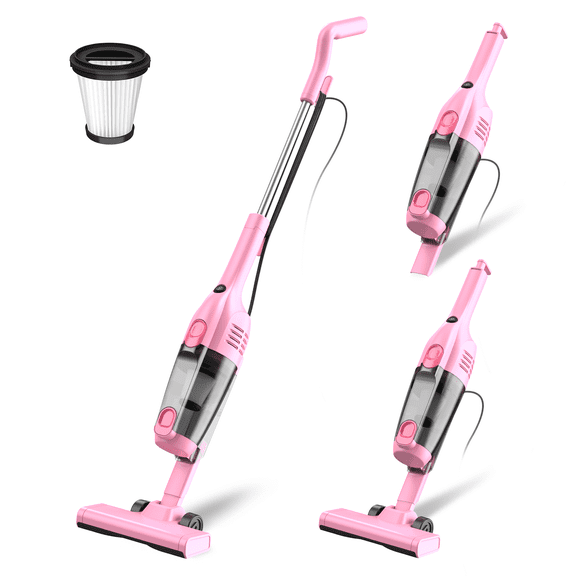 Aspiradora Con Cable INSE - Ultraligera y Sin Bolsa, Color Rosa, Ideal para Hogar, Suelos Duros, Alfombras, Pelo de Mascotas y Coche