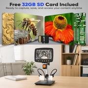 BEBANG 7 Coin Microscope for Adults, 1080P Ips Digital Microscope with 8 Adjustable LED Lights, 2 Flexible Side Lights, PC View Compatible with Windows, Ios, 32GB