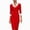 Red, variant on Contrast White Collar V‑Neck 3/4 Sleeve Bodycon Midi Dress Women Fall Dresses