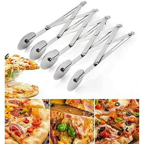 Dough Cutter, Pizza Cutter Stainless Steel 5 Wheels Adjustable Cake
