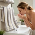 thumbnail image 2 of 1pc Stripe Cotton Towels for Bathroom, Large 27 x 13 Inch, Soft and Absorbent Hand Dry Towels, Home Soft Towel for Hotel, Bath, Gray, 2 of 7