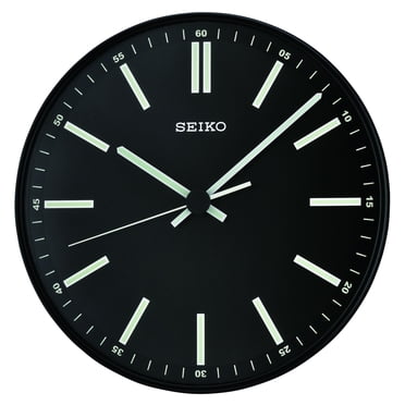 Seiko 12" Landon Round Wall Clock, Black, Quartz, Analog, QXA521JLH