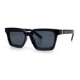 thumbnail image 4 of Locs Retro Beveled Frame Horn Rim Rectangle Gangster Sunglasses Black Burgundy - Black, 4 of 7