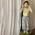 thumbnail image 2 of Tfken Toddler Children Girls Pants Breathable Elastic Waist Casual Fashion Light Purple Trousers Size 6-7 Years, 2 of 9
