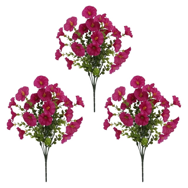 Outdoor Artificial Flowers | 3 Piece Set of Realistic Fake Flowers for Garden Decor and Patio Arrangements | Silk Flowers for Outdoor Use in Planters and Window Boxes