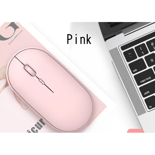 Ratón Bluetooth con carga de modo dual, silencioso y fresco, adecuado para computadoras de escritorio, portátiles, teléfonos móviles, tabletas, iPad rosa