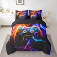 thumbnail image 2 of Homewish Cartoon Gamepad Gamer Bedding Comforter Set 7pcs, Futuristic Square Abstract Queen Bedding Sets, Teens Kids Boys Child Reversible Queen Sheet Sets, Microfiber Bedroom Decor, 2 of 7